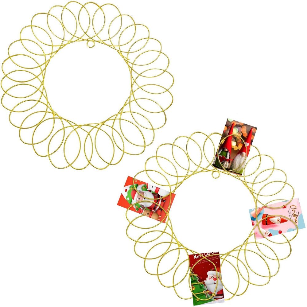 3102 2 Pcs Metal Christmas Card Holder Wall Display Christmas Card Wreath